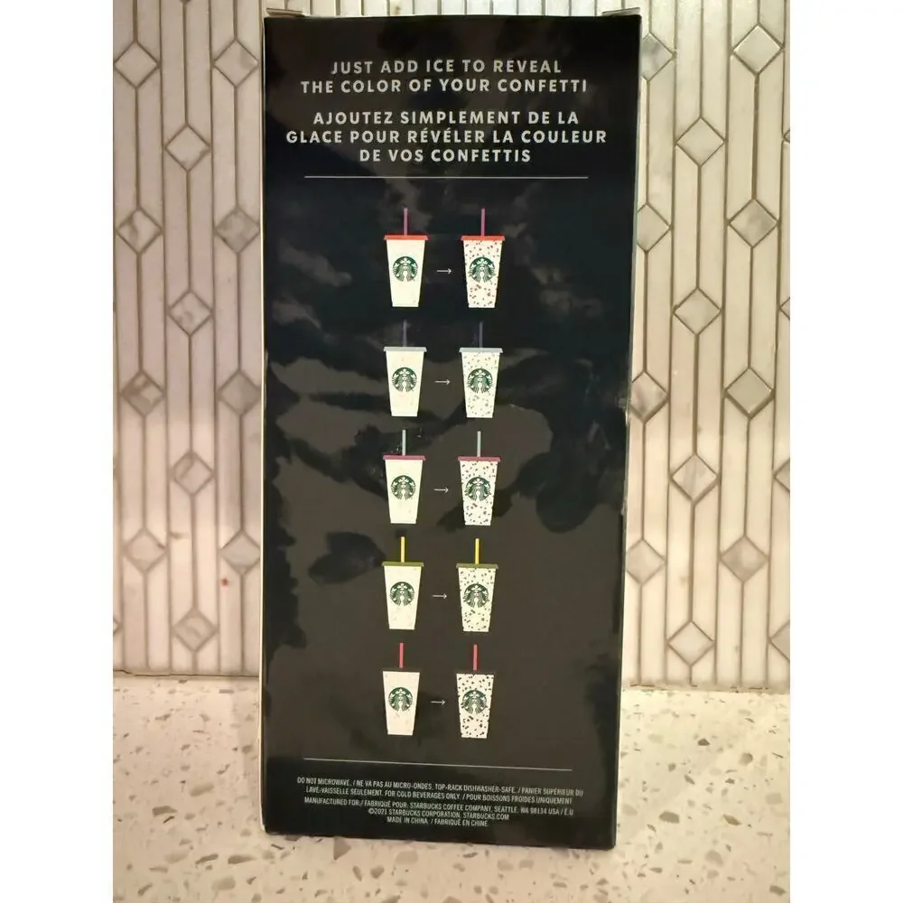 Starbucks Summer 2021 Color Change Confetti Reusable Cold Cups Pack of 5 Cups